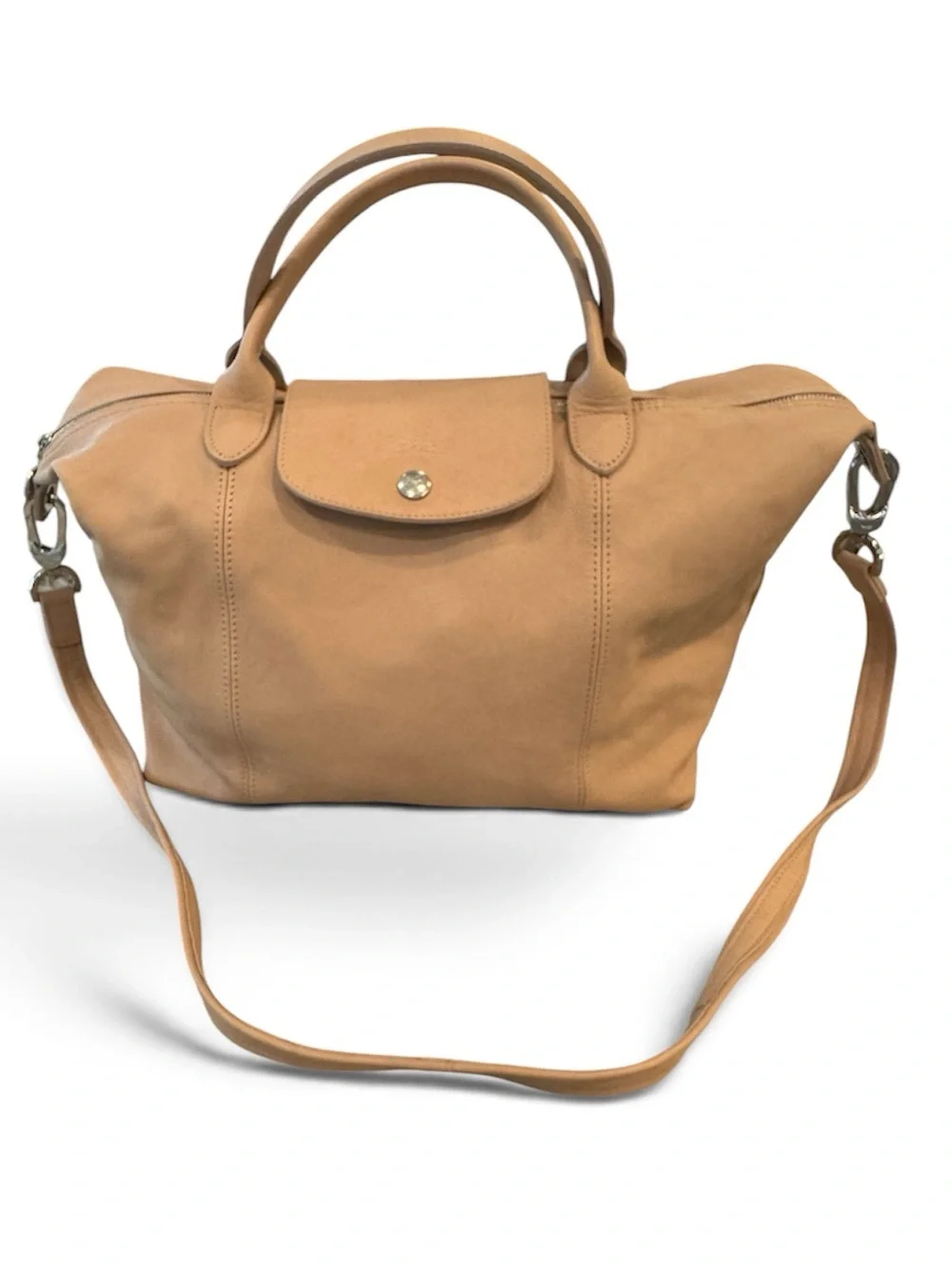Longchamp Le Pliage Cuir Tote Bag Beige Blush Leather
